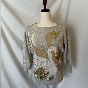 Vintage Swan Appliqué sweater